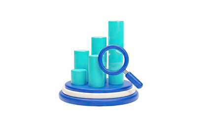 3D Bar Chart with Magnifying Glass