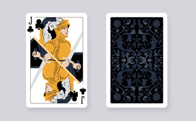 Vector illustration of the Jack of Clubs playing card. Elegant and classic design symbolizing royalty, luck, and card games, perfect for casino and entertainment projects.