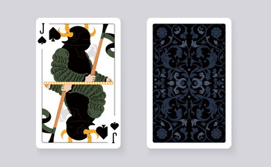 Vector illustration of the Jack of Spades playing card. Elegant and classic design symbolizing royalty, luck, and card games, perfect for casino and entertainment projects.