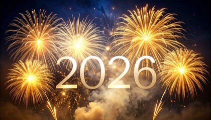 Holiday background for New Year with fireworks. Abstract colored firework background with free space for text. Collection of firework and light glow special effect. Happy new year. 2026
