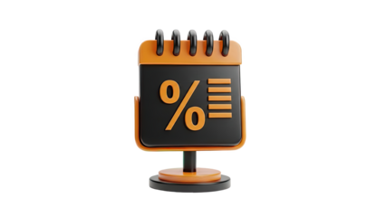 3D Calendar Icon with Percentage Sign