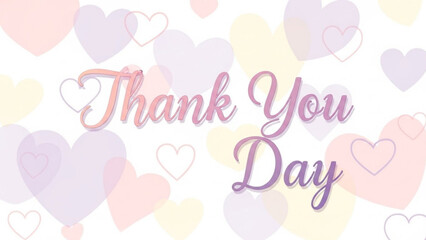 Thank You Day text with soft pastel hearts a sweet and gentle background for appreciation and gratitude messages perfect for cards and social media