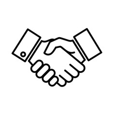 Business handshake icon, agreement and partnership concept, simple line art