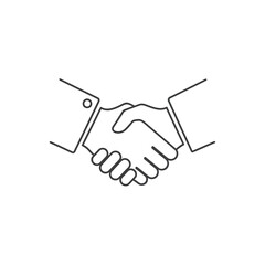 Fototapeta premium Business handshake icon, agreement and partnership symbol, clean line art