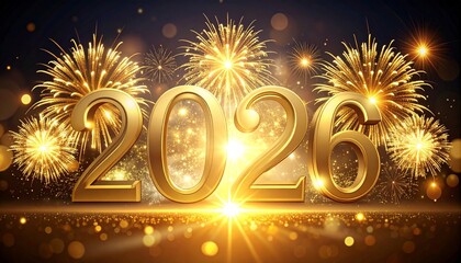 Holiday background for New Year with fireworks. Abstract colored firework background with free space for text. Collection of firework and light glow special effect. Happy new year. 2026