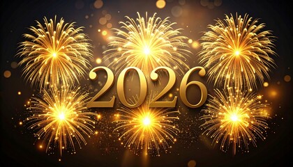 Holiday background for New Year with fireworks. Abstract colored firework background with free space for text. Collection of firework and light glow special effect. Happy new year. 2026