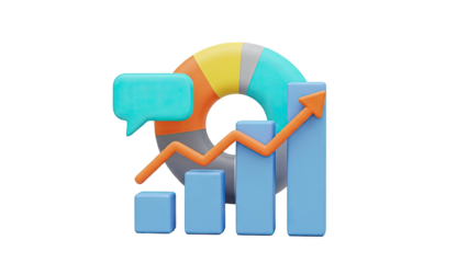 3D Business Growth and Communication Icons