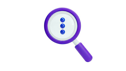 3D Magnifying Glass with Three Blue Dots