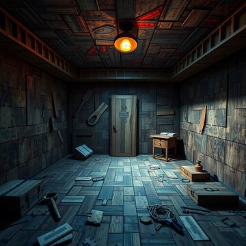 Locked room with intricate puzzles and hidden clues, a test of intellect and teamwork,  quest,  game