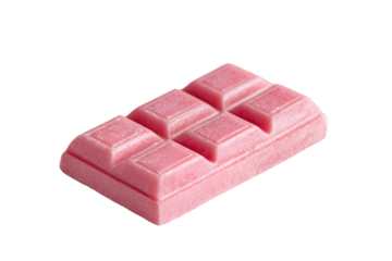 a pink candy bar sitting on top of a white surface