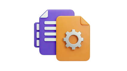 3D Icon of Documents with a Gear