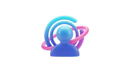 3D Avatar Icon with Swirling Rings