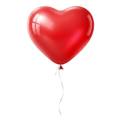 Glossy red heart balloon isolated on white background for romantic events party decor and love themes