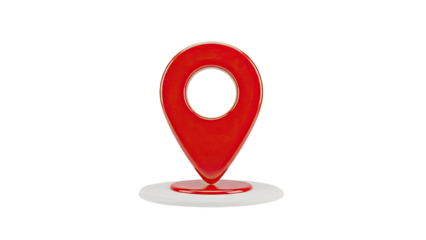 Red 3D Location Pin Icon on transparent background