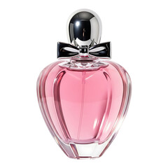 Pink perfume bottle isolated on white background for beauty fragrance and luxury cosmetic branding