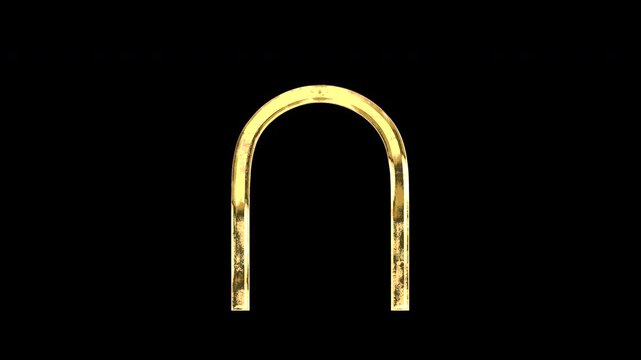 Gold intersection symbol, light reflecting and patterns shifting, alpha channel