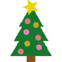 Pixel art Christmas tree illustrations in a cute and simple 8-bit style. Festive green trees with a retro pixel look, perfect for holiday decorations, digital stickers, posters, cards, social media gr