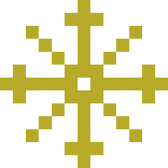 Cute pixel art snowflake pattern on transparent background. Decorative geometric winter design with a retro 8-bit style. Perfect for Christmas and winter backgrounds, digital paper, posters