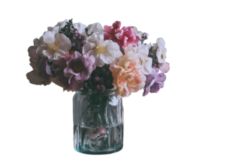 a vase of flowers sitting on a table next to a book