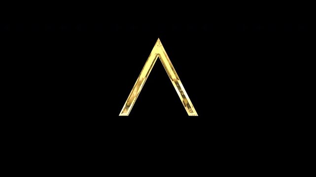 Gold logical and symbol, light reflecting and patterns shifting, alpha channel