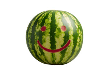 a watermelon with a smiley face painted on it