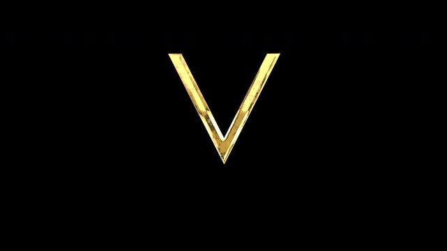 Gold logical or symbol, light reflecting and patterns shifting, alpha channel