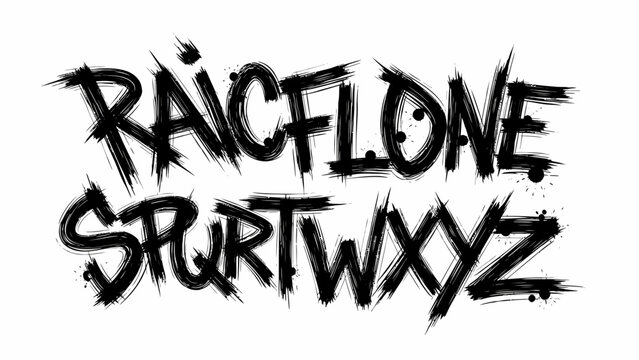 Dynamic brush stroke font with raw ink splatters and distressed grunge textures, creating an artistic hand-drawn whisked paint effect for bold design