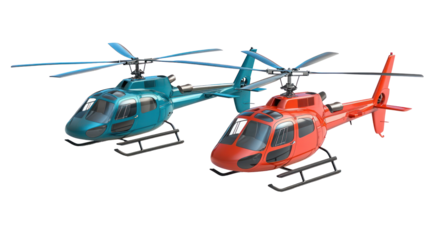 Two Modern Helicopters on White Background
