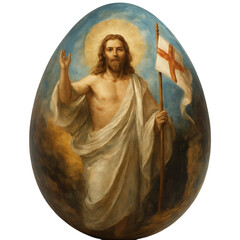 Hand-painted Easter egg on a white background.