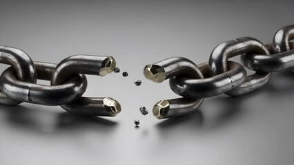 Obraz premium Broken Chain Link Representing Process Failure and Weak Systems