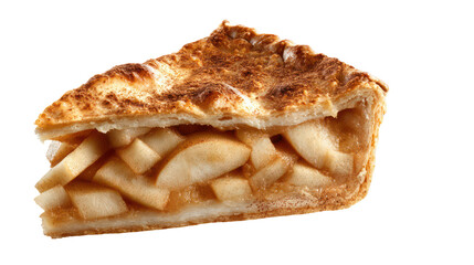 Apple Pie Slice with Cinnamon Dust Isolated on Transparent Background