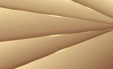 Rose gold abstract curved layers with golden border luxury background gold elements paper concept design