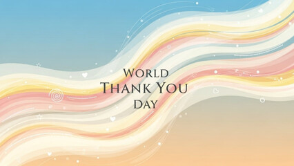 World Thank You Day abstract background with flowing colorful waves and sparkling lights perfect for greeting cards and celebratory messages