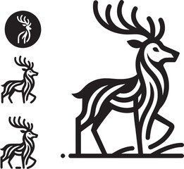 Deer icon set. Vector illustration. Isolated on white background