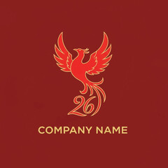 Obraz premium Red Phoenix Logo Design with Company Name and Number Twenty Six.