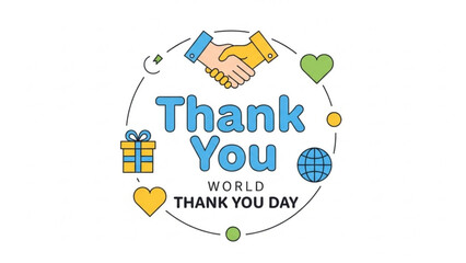 World Thank You Day concept handshake and gift icons global appreciation and gratitude vector illustration on white background