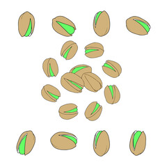 winter food, Pistachio Nuts Sketch colorful silhouette pack