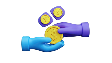 3D Illustration of Hands Exchanging Money