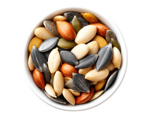 Delicious assortment of nuts in a bowl collection of various edible nuts served in simple bowl perfect for healthy snacking
