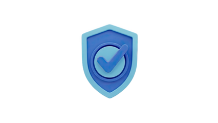 3D Render of a Blue Shield with a Checkmark