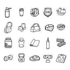 Fitness & Gym Doodle Illustration Elements