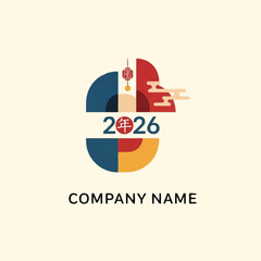 Fototapeta premium Colorful Company Logo Design with 2026 Text and Chinese Character.
