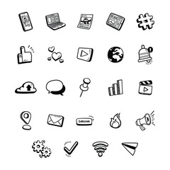 Social Media Doodle Illustration Elements