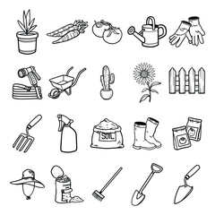 Gardening Doodle Illustration Elements