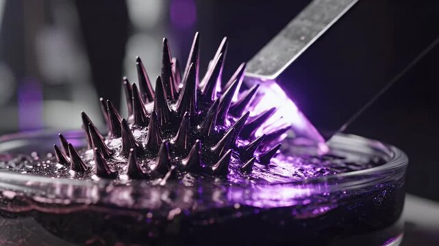 Magnetic ferrofluid forms spikes under light beam