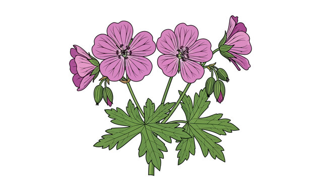 A single pink periwinkle flower with green leaves.