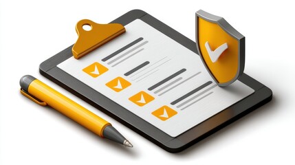 Clipboard pen and checklist for task management and organization close up of clipboard pen and checklist symbolizing organization planning and task completion