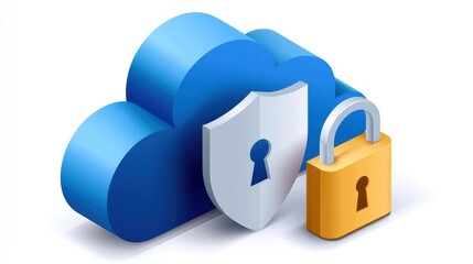 Physical padlock and digital security icon depiction sturdy padlock and its graphic icon representing safety access control