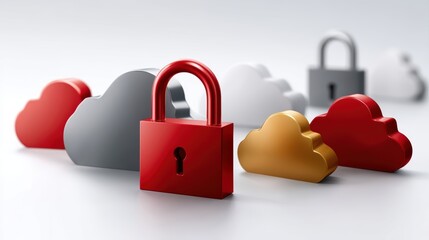 Red and silver hearts secured by a lock multiple red and silver hearts connected by a protective lock symbolizing affection and safety