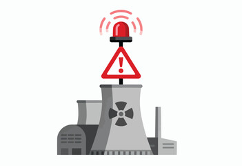 Warning siren atop a nuclear power plant cooling tower